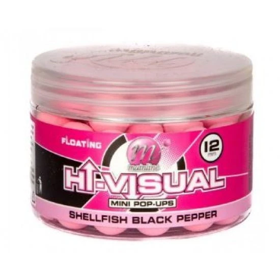 Mainline Hi-Visual Washed Out Mini Pop-Ups Pink Shellfish Black Pepper 12mm 3 Mainline Hi-Visual Washed Out Mini Pop-Ups Pink Shellfish Black Pepper 12mm