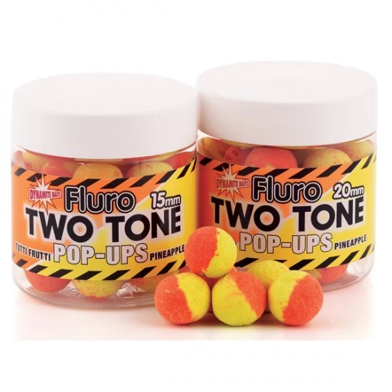 DYNAMITE BAITS Dynamite Fluro Two Tone Tutti Frutti Pine Pop-Ups 15mm 3 DYNAMITE BAITS Dynamite Fluro Two Tone Tutti Frutti Pine Pop-Ups 15mm